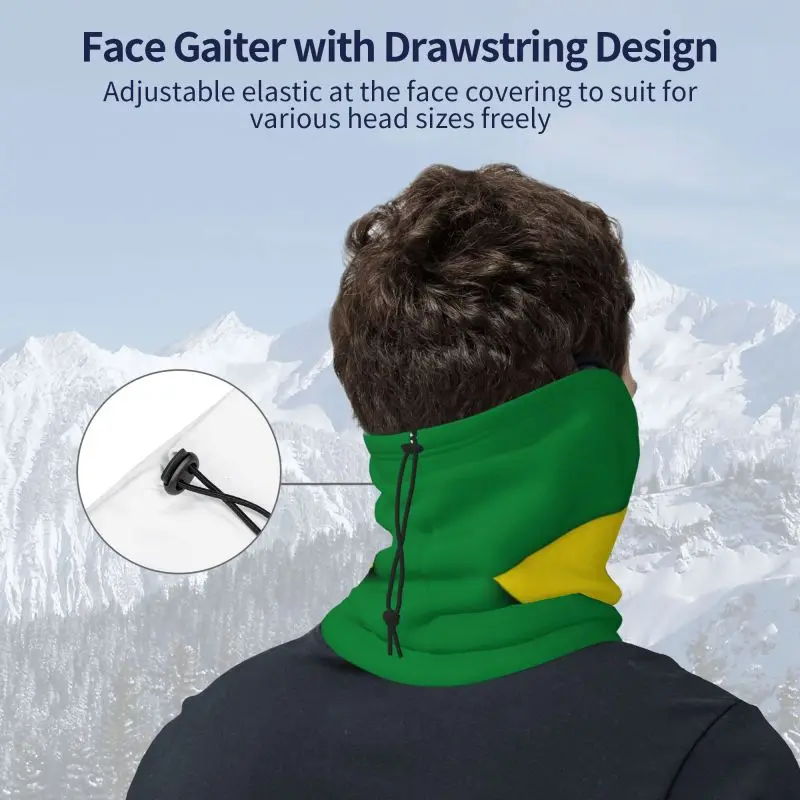 Brazil Flag Neck Cover Mask Creative Print Men Face Mask Bike Motor Riding Bandana Unisex Neck Gaiter Scarf with Elastic Cord