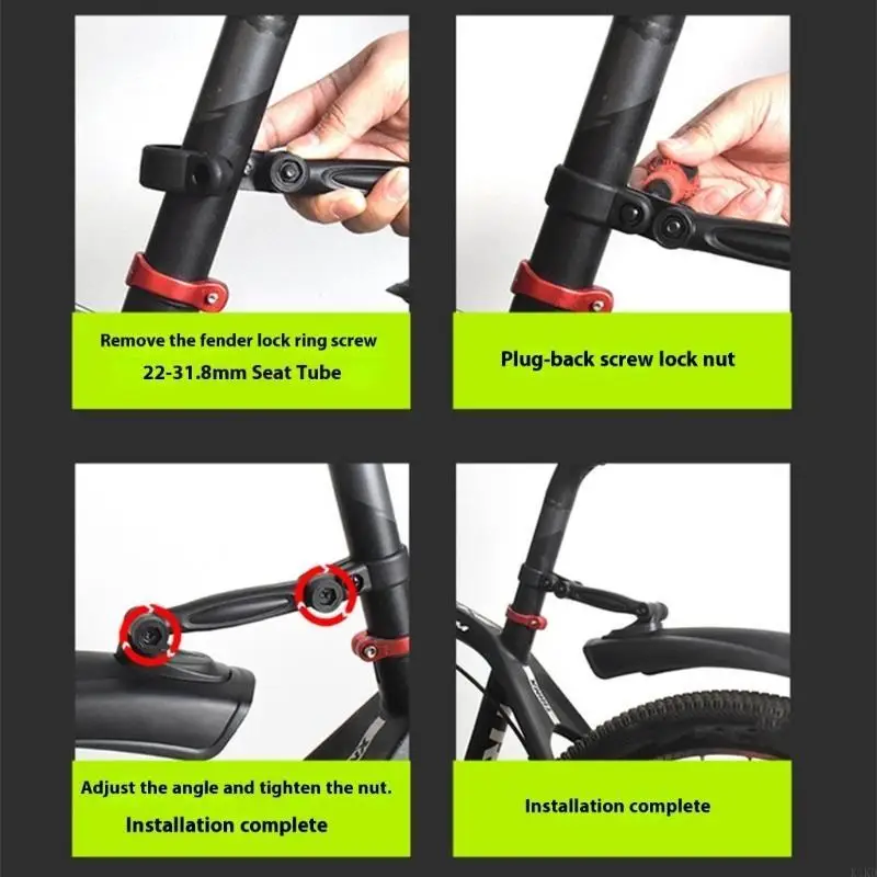 K1KD Mountain Bike Bike Bike Mud Guard Windproof Road Bike ด้านหน้าและจักรยานด้านหลัง Mudguard Bicycles อุปกรณ์เสริม