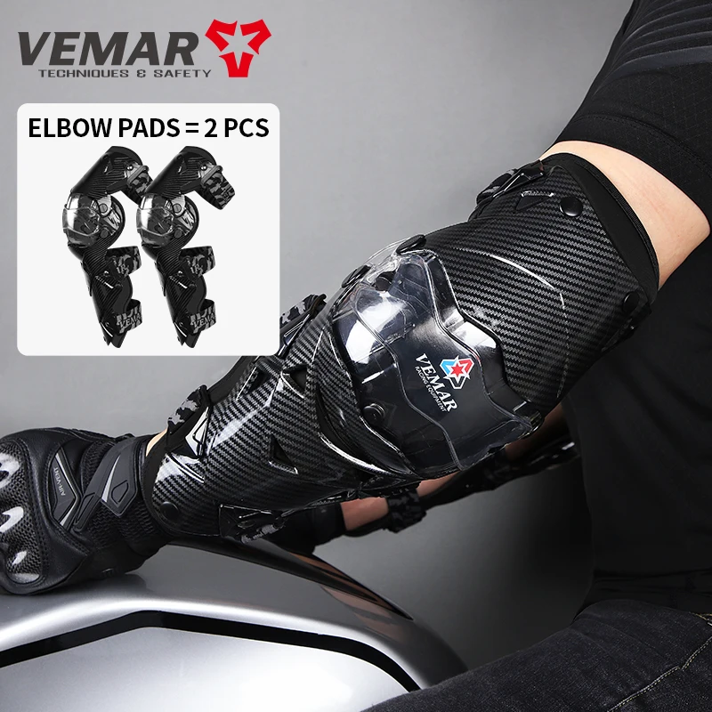 VEMAR Motocross Elbow Guards Off-Road Adjustable Straps Protective Pads Motorcycle Riding Flexible Elbow Pads for Men Women