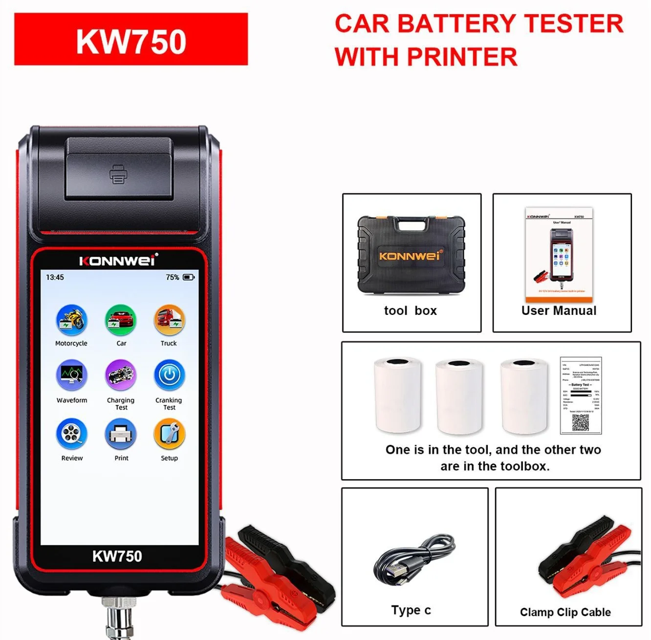 New KW750 Auto Battery Tester 5.5