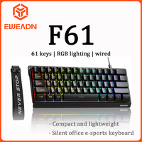 EWEADN F61 Wired Silent Office Keyboard 61keys Layout RGB lighting Ergonomic Design compact and lightweight Type-C port