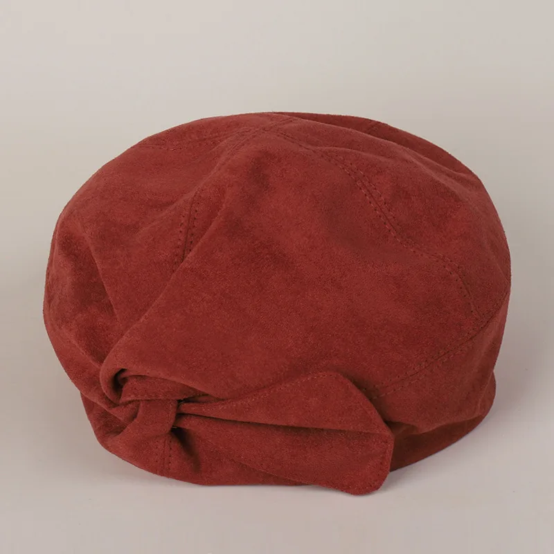Kapelusz Damski Beret Zamszowy Jesienno-Zimowy Wiatroodporny Ciepły Dodatek Chroniący Przed Słońcem Na Zewnątrz Casual Moda