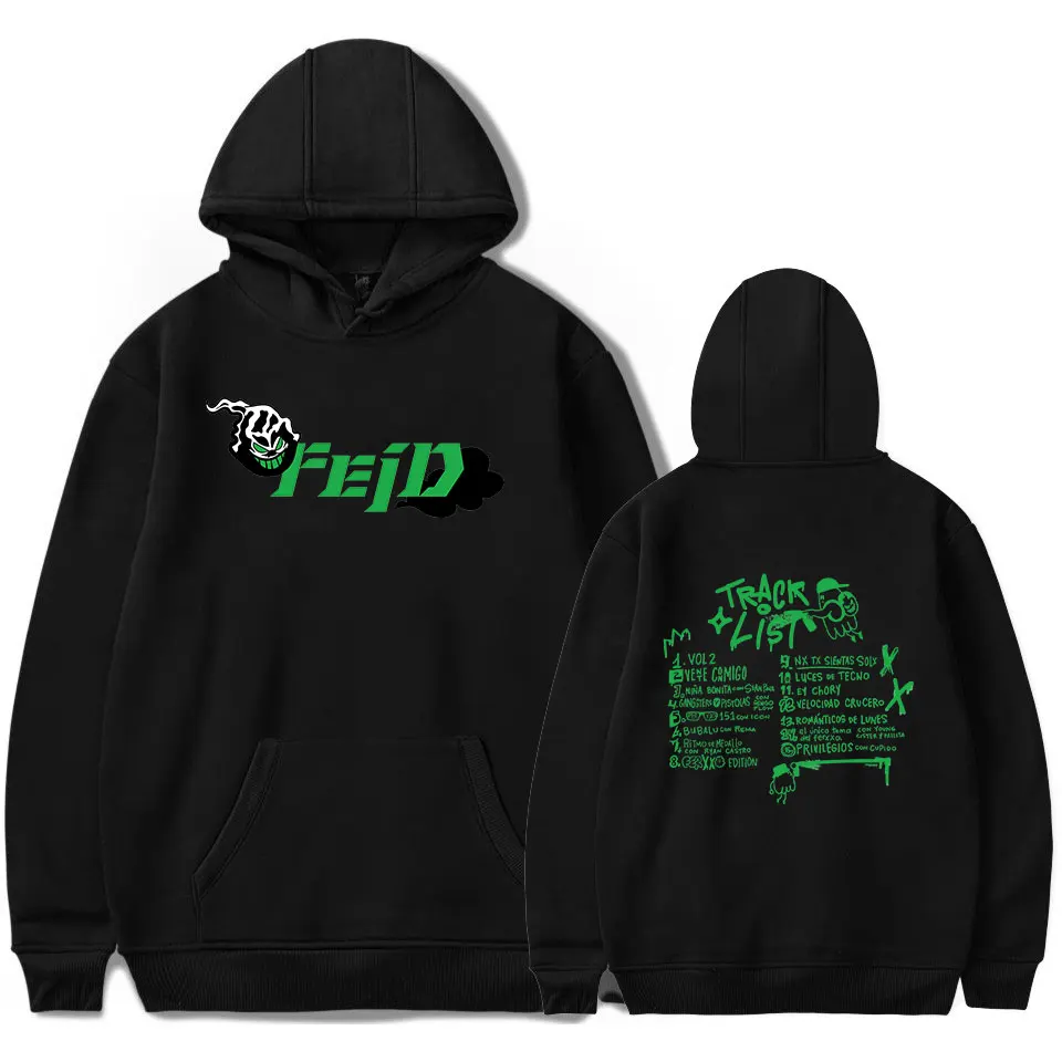 

Feid Hoodie Track List Hooded Women Men Hooded Streetwear Fashion Long Sleeve Pullovers Sweatshirt Singer Merch For Unisex