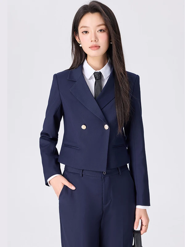 Business Professional Short Suit Jacket Women's Long Sleeve Art Exam Elegant Commute Ready Set Polyester Fiber Fully Lined