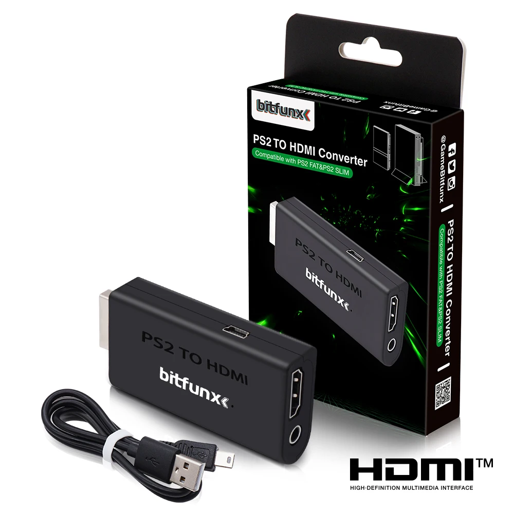 BitFunx PS2 YPBPR к HDMI ™   Адаптер-конвертер для консоли PS2 Fat/Slim/PS3 с аудио-видео кабелем 3,5 мм