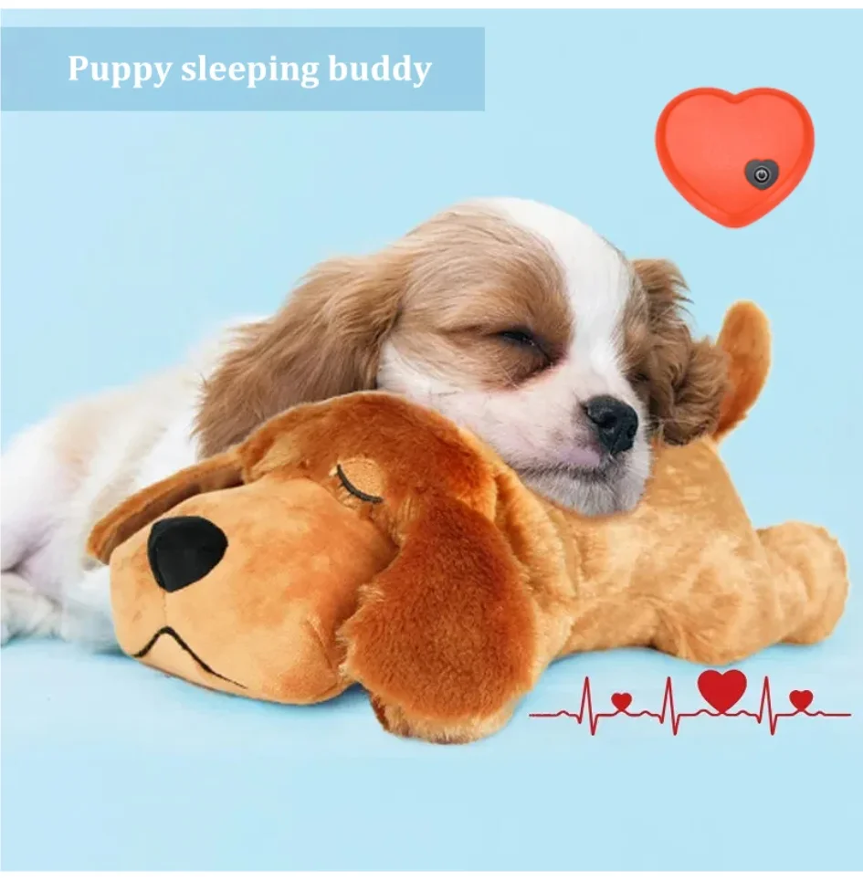 Plush Heartbeat Puppy Behavioral Training Toy Plush Pet Snuggle Anxiety Relief Sleep Aid Doll Durable Dog Chew Toys For Chewers