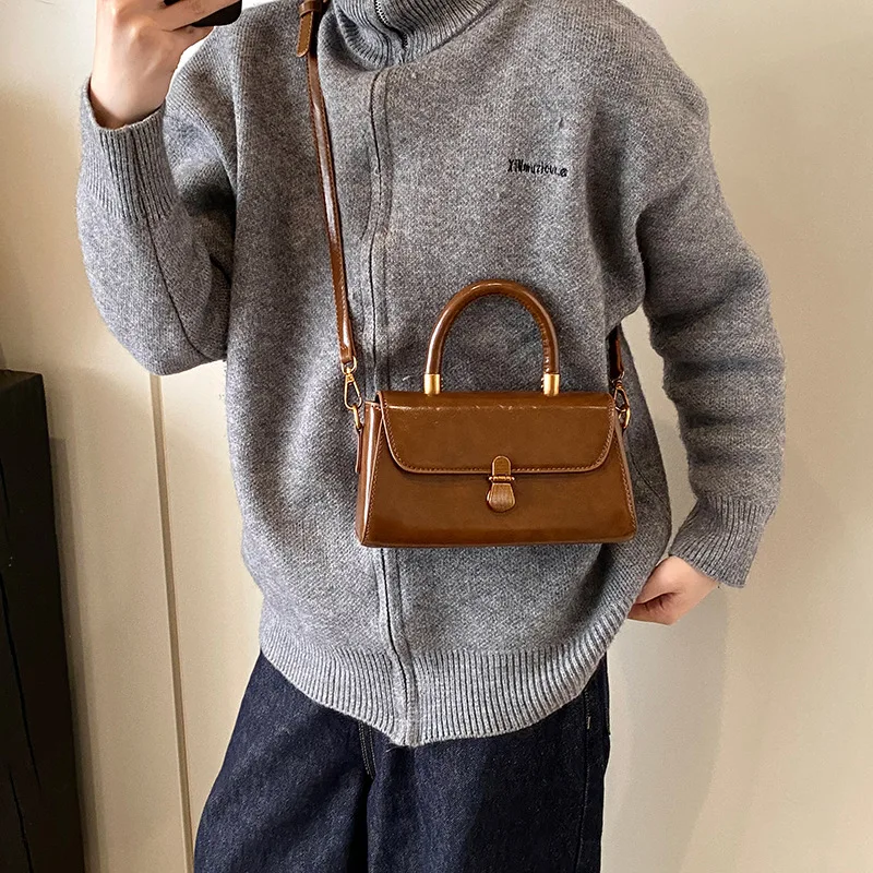 

Модная квадратная женская сумка, винтажная мини-тоут с ремешком через плечо, офисные шикарные кошельки и сумки, дизайнерские сумки для женщин