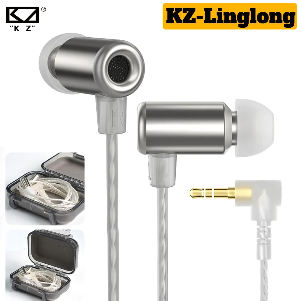 KZ LingLong Earphone with cable 1 Dynamic HIFI Bass Earbuds In Ear Monitor Headphones Sport Noise Cancelling Headset