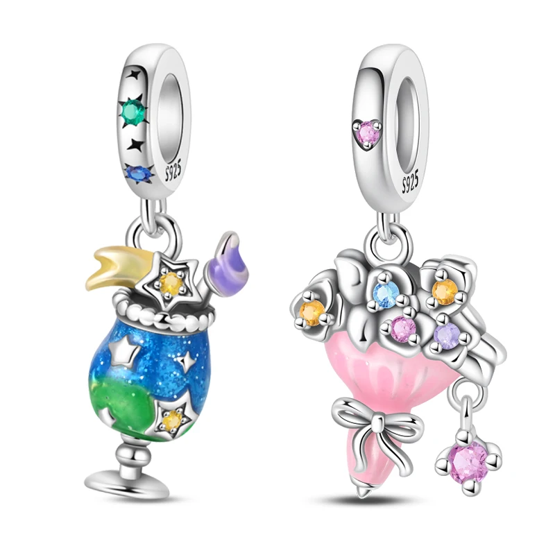 

Подвеска-шарм из стерлингового серебра 925 пробы с цирконами CZ для браслетов, украшение для вечеринок, подарок для женщин, DIY