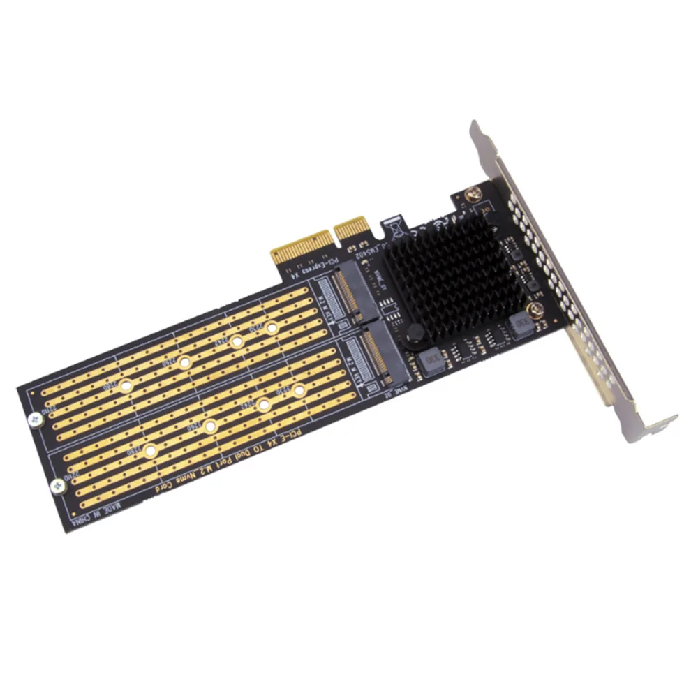 SSU PCI-E X4 Ke Adaptor Dual Nvme Pcie, M.2 Nvme SSD Ke Kartu PCI-E X8/X16 Mendukung M.2 (M Key) Nvme SSD 22110/2280/2260/2242