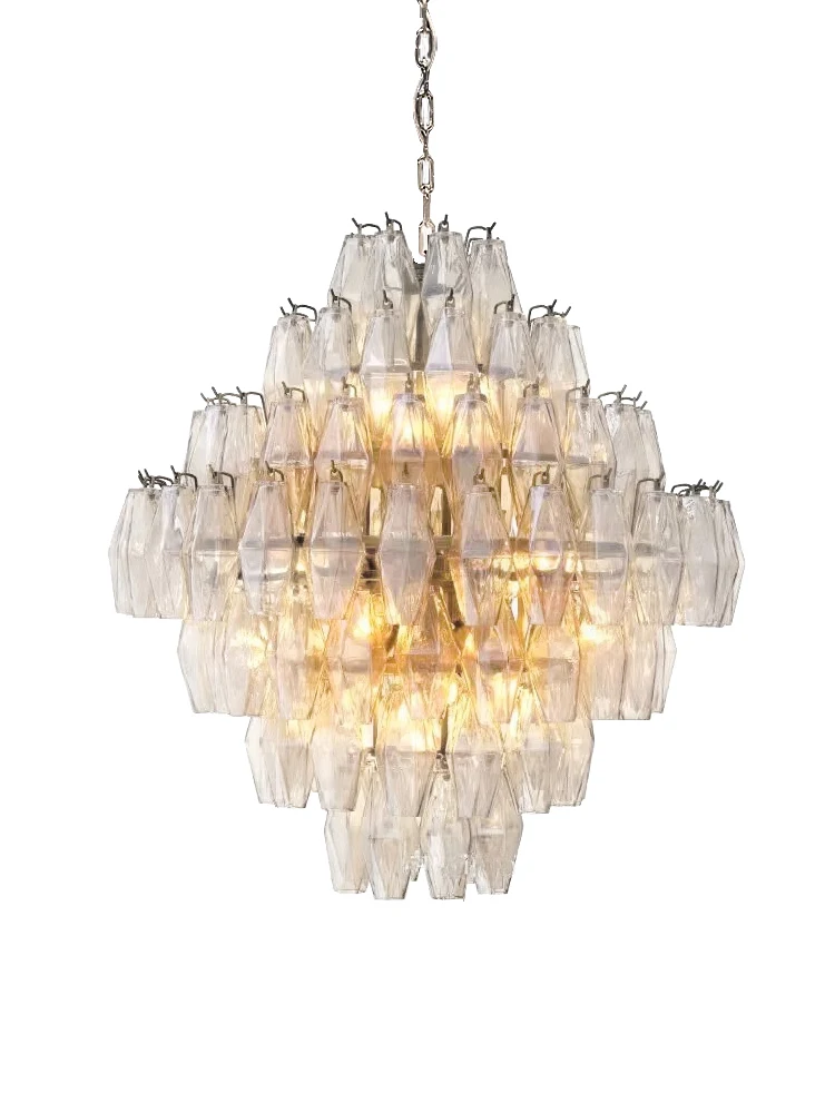 Vintage American Style Glass Chandeliers LED Lighting Fixtures Cottage Living Room Home Lustre Hanging Light for High Ceiling
