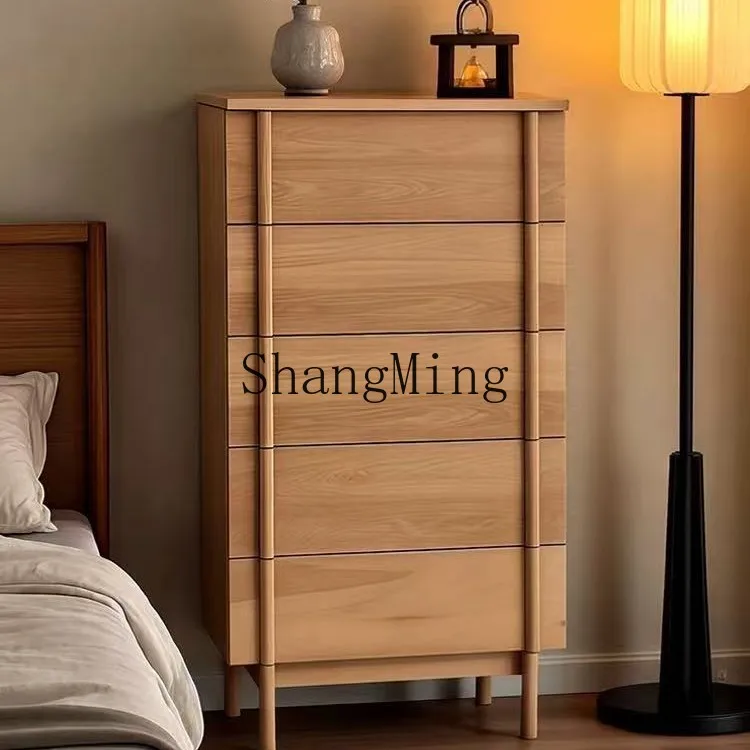 

CL Vintage Style Solid Wood Living Room Storage Cabinet Bedroom Home Bedside Table Storage Five-Drawer Chest