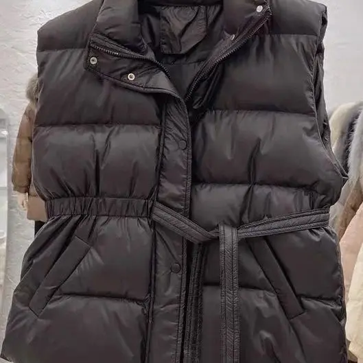 

Down Winter New Vest Stand-up Collar Fashion Waist Jacket Vest Duck Down Jacket
