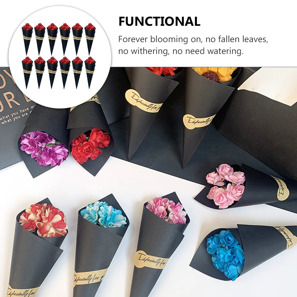 

20Pcs Dry Flowers Mini Rose Bouquet Elegant Home Decor for Living Room Bedroom Office DIY Craft Box Flower Holiday