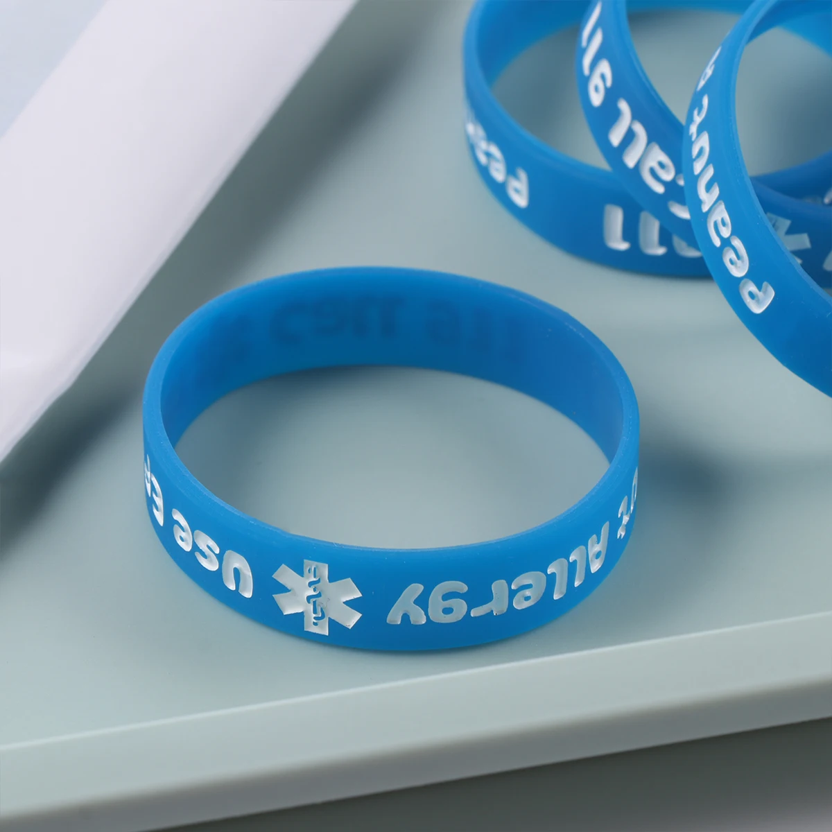 

4 Pcs Kids Bracelets Medical Warning Safety Wristbands for Elastic Silicone Awareness Blue Childrens