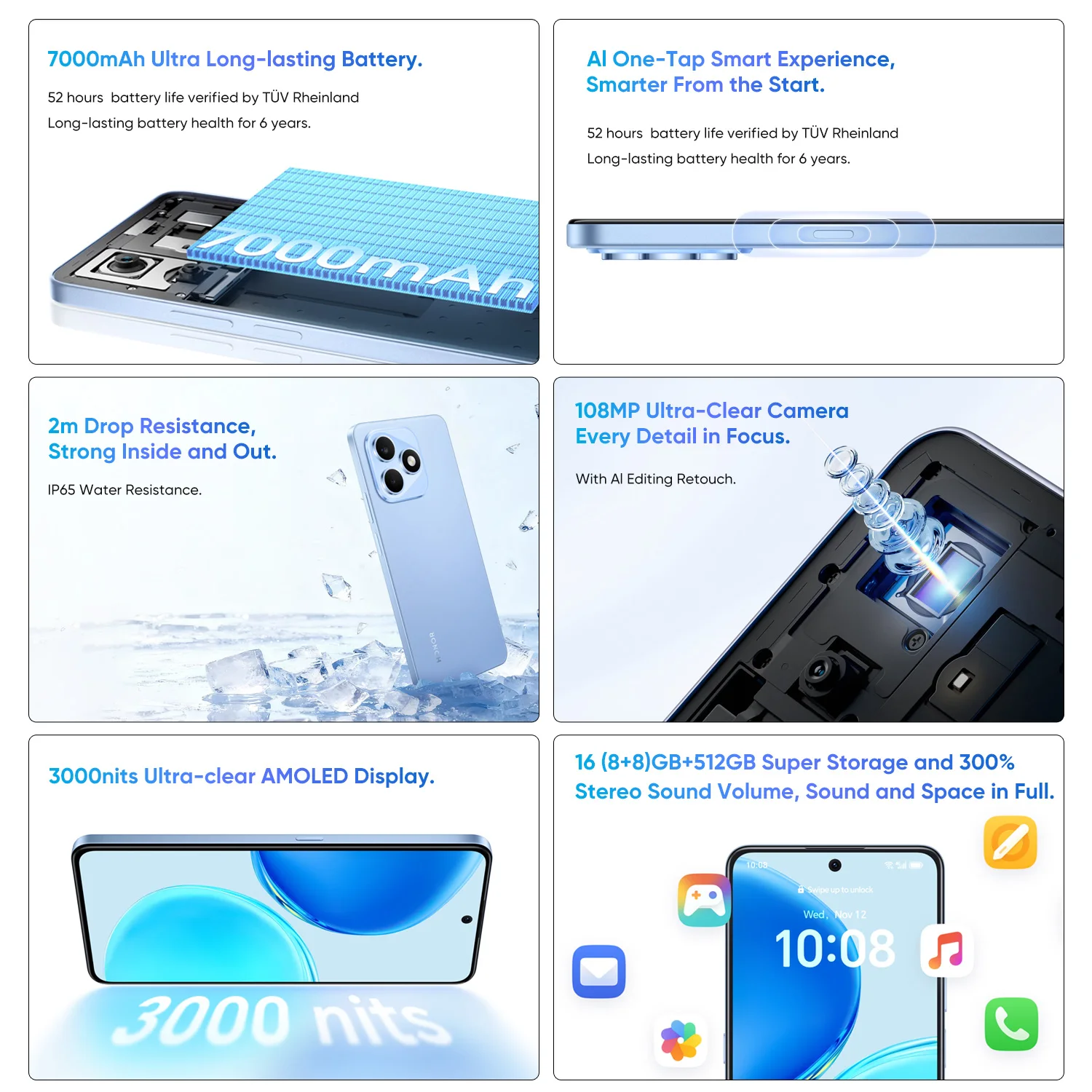 Smartphone HONOR X8d versión EU, Snapdragon 6s 4G Gen 2, pantalla AMOLED de 6.77 pulgadas, batería de 7000 mAh, carga superrápida de 45W, cámara principal de alta definición de 108MP, IP65 6