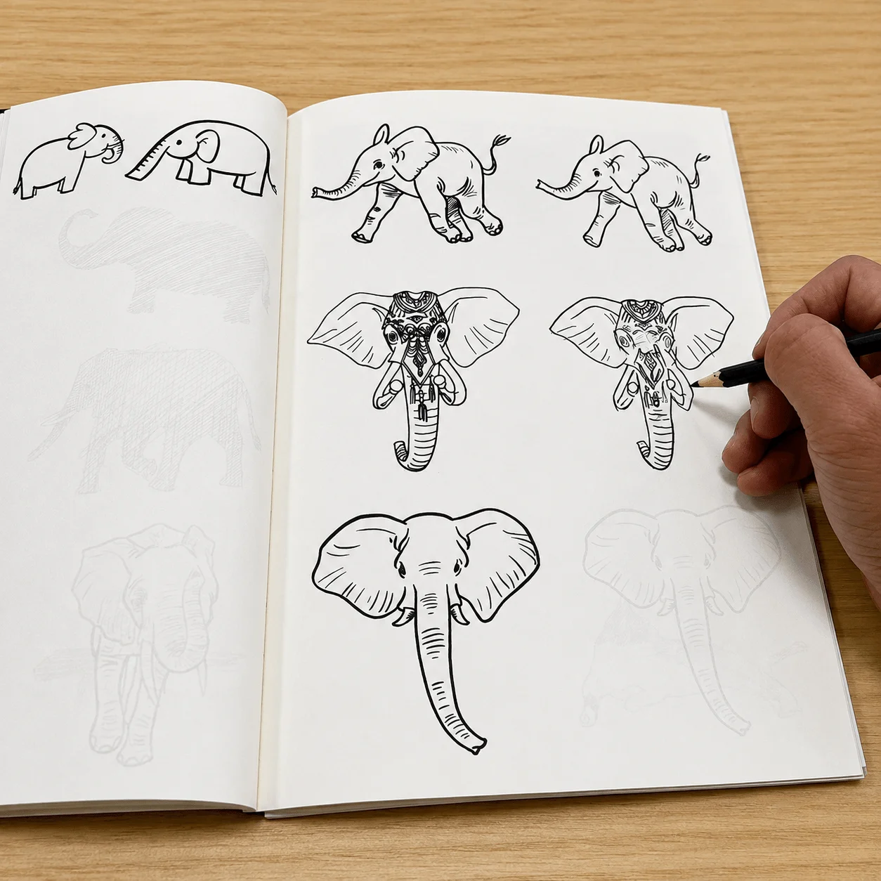 Sea Animal Line‑art Trace Book 48 Pages, Seahorse Marine Life Outline Tracing Workbook, Kids Beginner Hand‑drawing Supplies