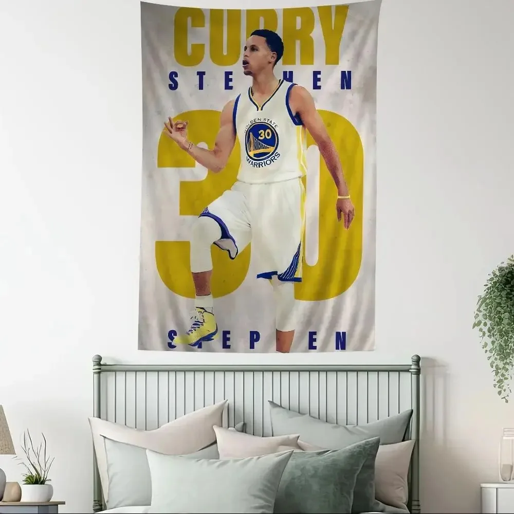 Tapeçaria Stephen Curry, Arte de Parede de Estrela do Basquete, Impressão Boêmia de Tarô, Presente para Fãs do Golden State Warriors, Decoração para Quarto e Dormitório