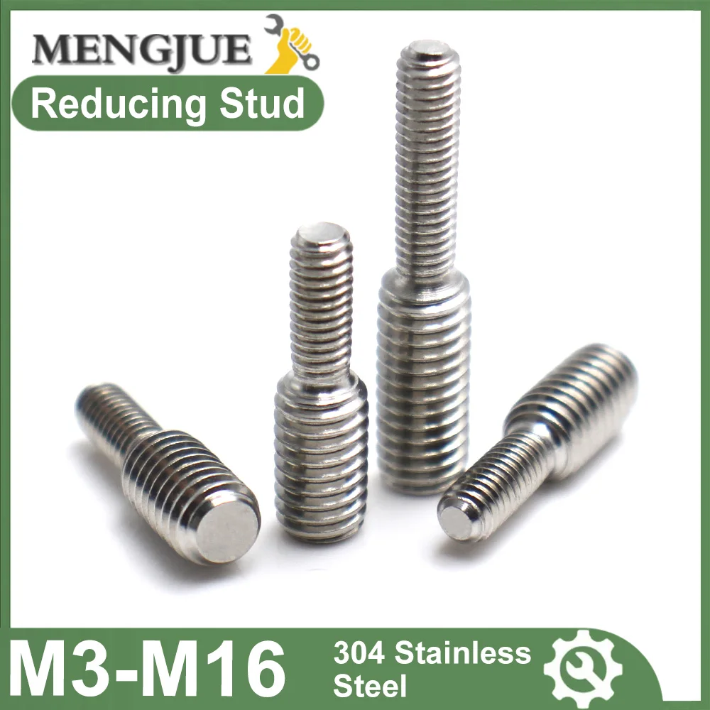 304 Stainless Steel Male Male Reducing Stud Screws Metric Thread Adapter Different Diameter Bolts M3 M4 M5 M6 M8 M10 M12 M16 M20