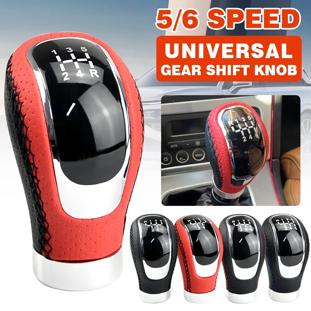 

Universal 5/6 Speed Gear Shift Knob Shifter Lever Handle Stick PU Leather Auto Accessories For All Manual Car 5/6 Speed Univers