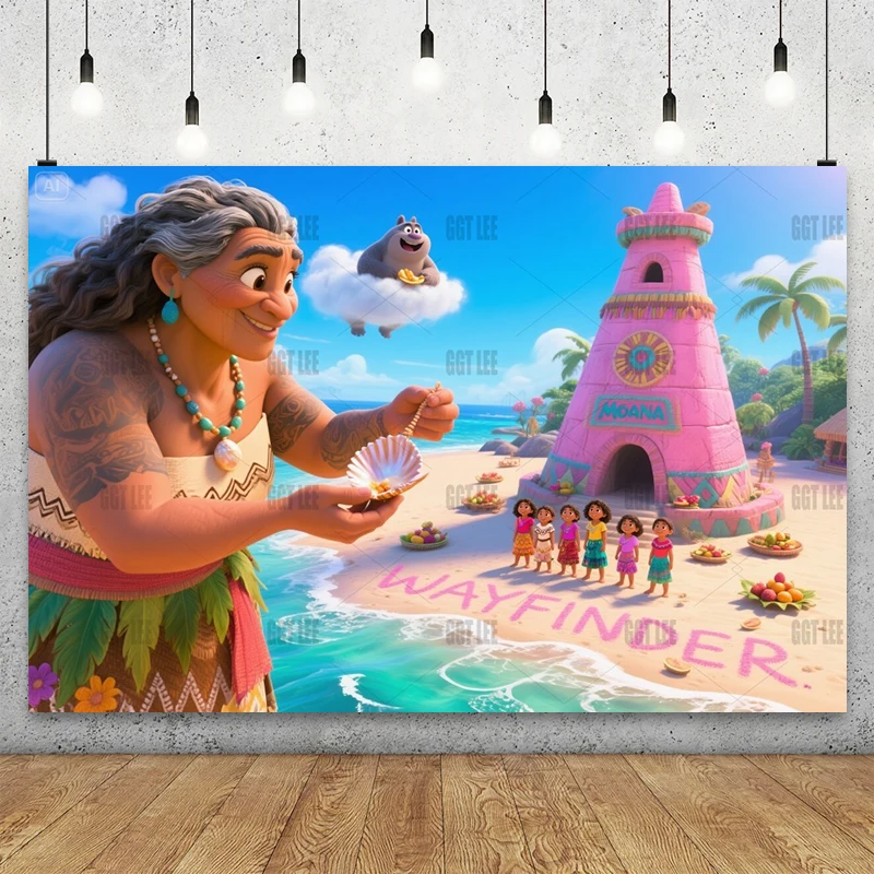 Фон для церемонии Disney Moana Heritage-Mана Бабушка Tala, баннер для фотосъемки, виниловый плакат, баннер, декор, фон на заказ
