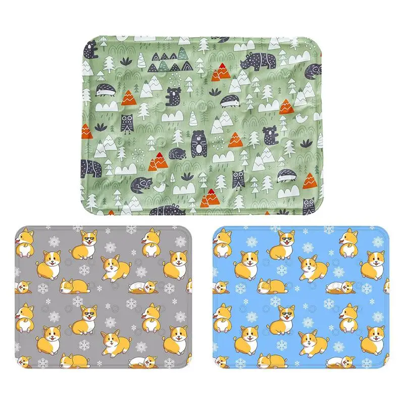 

Pet Cooling Pad Cute Animal Pattern Self-Cooling Comfortable Blanket Outdoor Pet Supplies Rectangular Cat Bed Cooling Cushion
