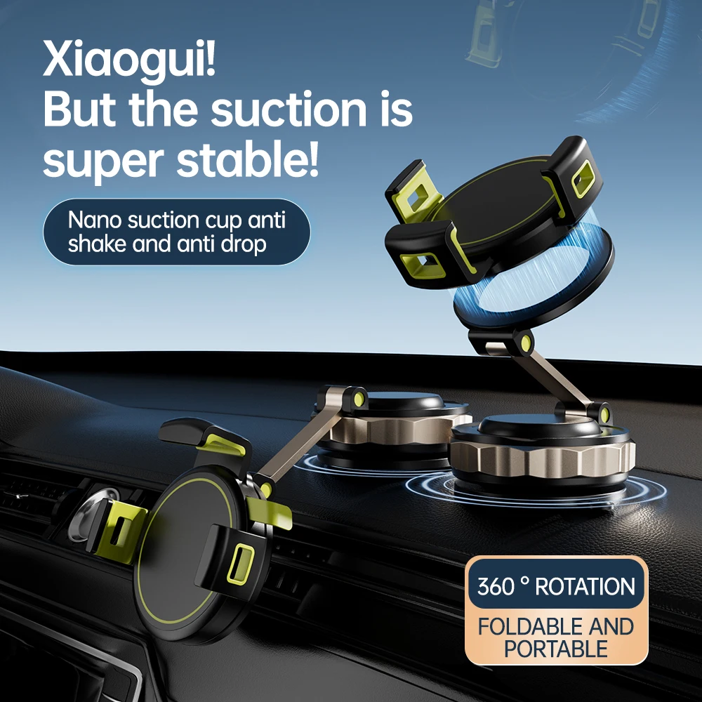 

360° Rotatable Car Mount Holder with Strong Suction And Flexible Clamp Arms for Indoor And Vehicle Use
