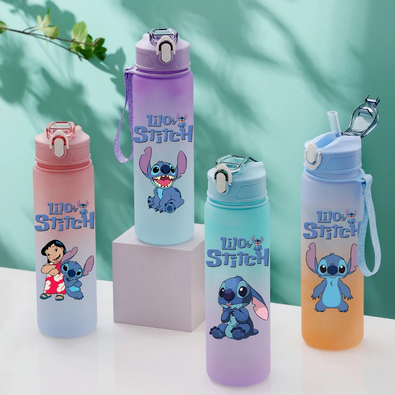 

Бутылка для воды Disney Lilo Stitch, аниме, мультфильм, 750 мл, большая емкость, портативная чашка для воды для занятий спортом на открытом воздухе, подарок для детей