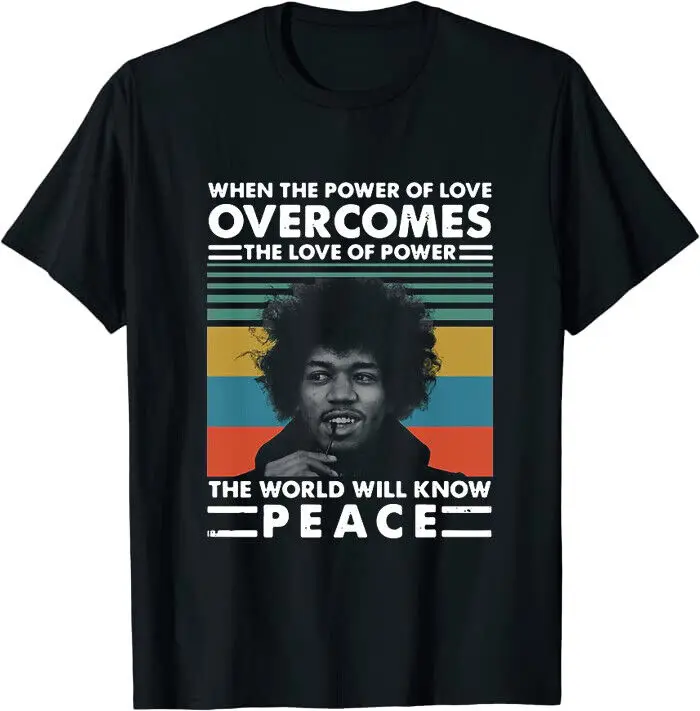 Jimi When The Power of Love Overcomes  World Will Know Peace Classic T-shirtAnime Pattern Summer Clothing