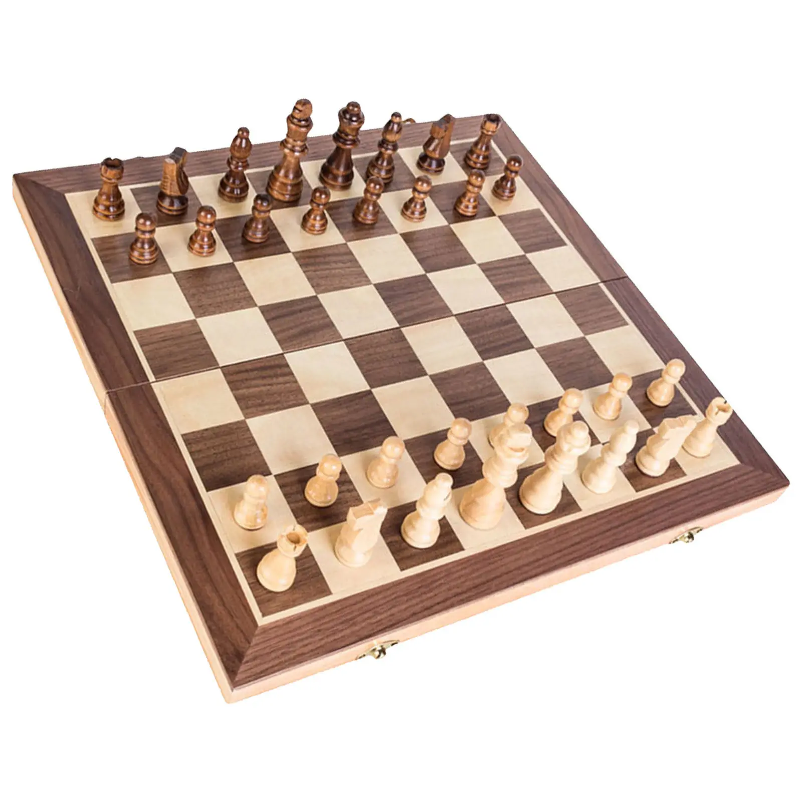 

Складная деревянная шахматная доска 40 см с фигурами, легкая, удобная для путешествий, идеально подходит для пикника на природе, дома и офиса