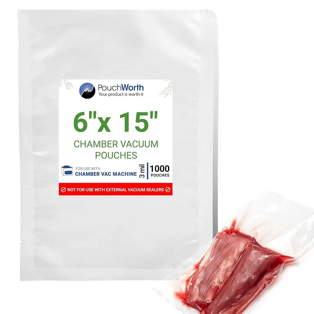 

Pouchworth 1,000 Pcs Clear 6"" X 15"", 3 Mil Vacuum Chamber Bags Great For Food Vac Storage