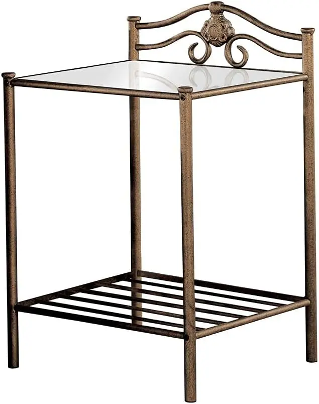 

Sydney 2-shlef Nightstand Antique Brushed Gold Modern night stand Dresser for bedroom Rattan Mesas de centro para salas Tv table