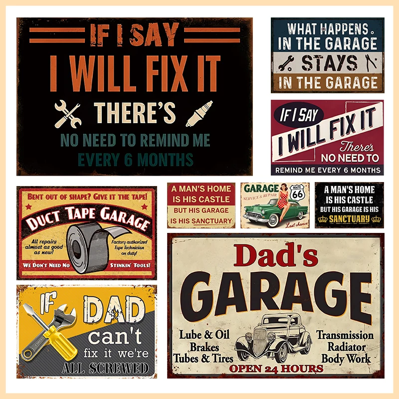 Retro Garage Metallschild, Vintage Werkzeug Wandkunst Poster für Heim Schlafzimmer Badezimmer Dekoration, Rustikale Wanddekoration Schickes Geschenk