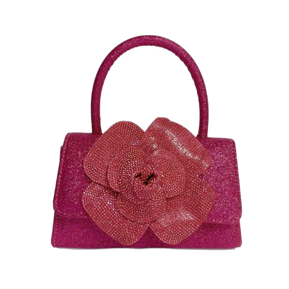 

Female New Products Internet Celebrities Celebrities Shiny Rhinestones Rose Flower Chain Small Square Bag Portable Messenger Bag