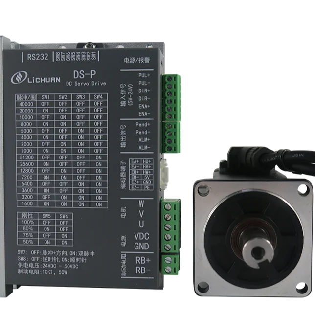 

LICHUAN DC Servo 200 Вт DC24V-48V 6A 3000 об/мин 2500PPR Инкрементный серводвигатель постоянного тока с драйвером 6OM00630DC + DS-P200W для станка с ЧПУ