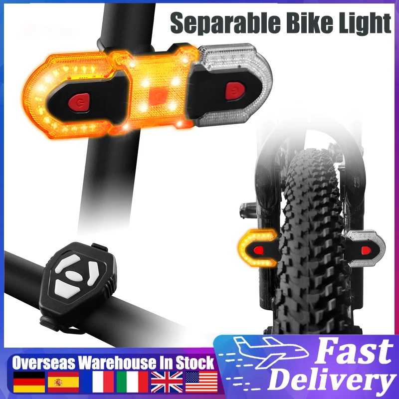 Wireless Bike Light Separable Design Bike Turn Signal Light Waterproof Bicycle Front Rear Safety Warning Light Bicycle Taillight