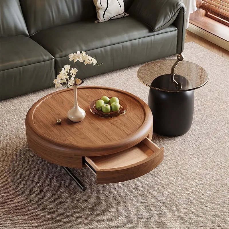 Italian round creativity, ancient style light luxury, small apartment living room high-end home, simple coffee table combination