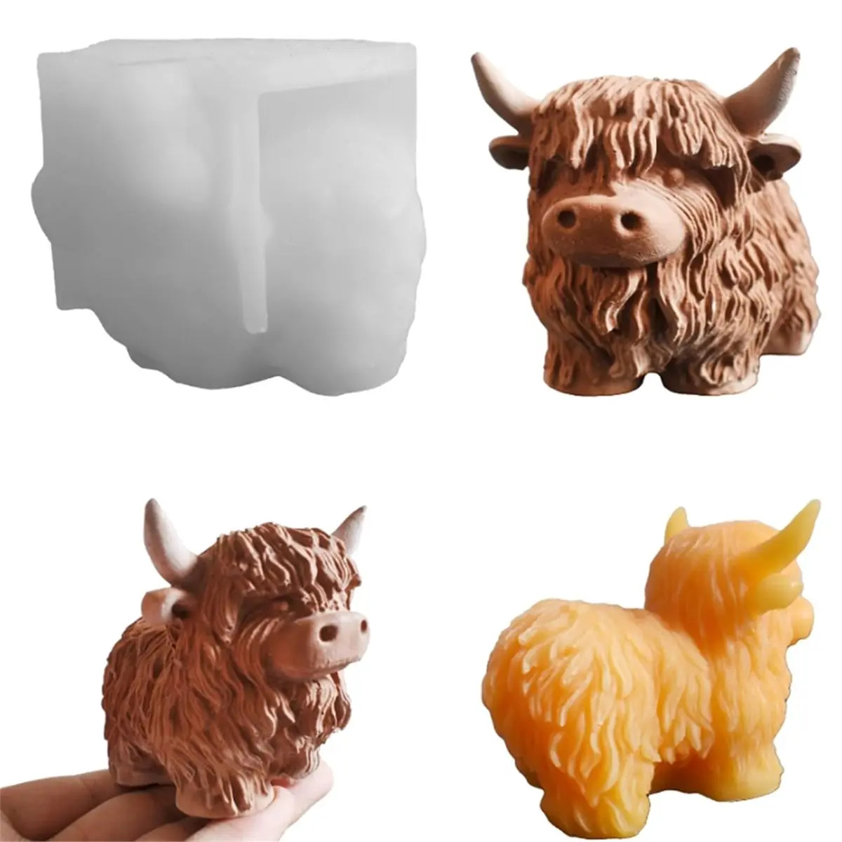 Cow-Shaped Silicone Molds, 3D Cow Statue Candle Molds, Ice Jelly Molds, Baking Craft Tools, Fun Animal Molds