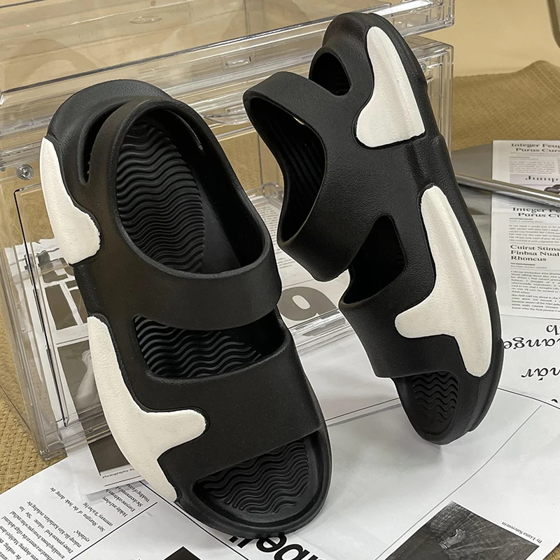 

Модные мужские сандалии, летние мужские тапочки с поддержкой свода стопы, пляжные сандалии с открытым носком и толстой подошвой, спортивные шлепанцы для прогулок на открытом воздухе