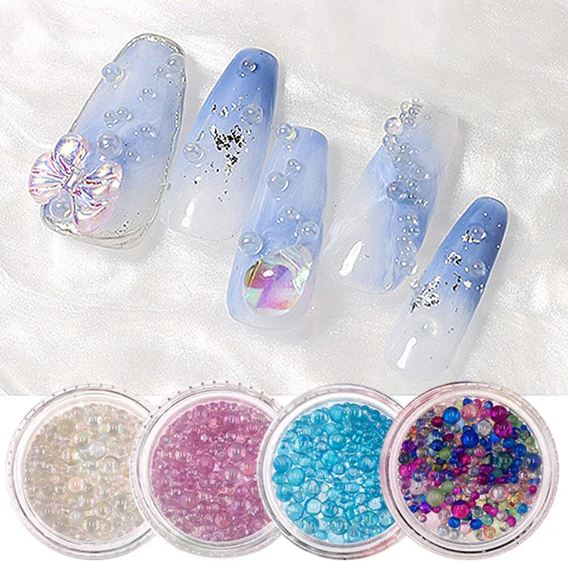 1Box MIni Caviar Tiny Beads Rhinestones Glass Balls Micro Bead 3D Nail Decorations Crystal Charms Nail Accessories