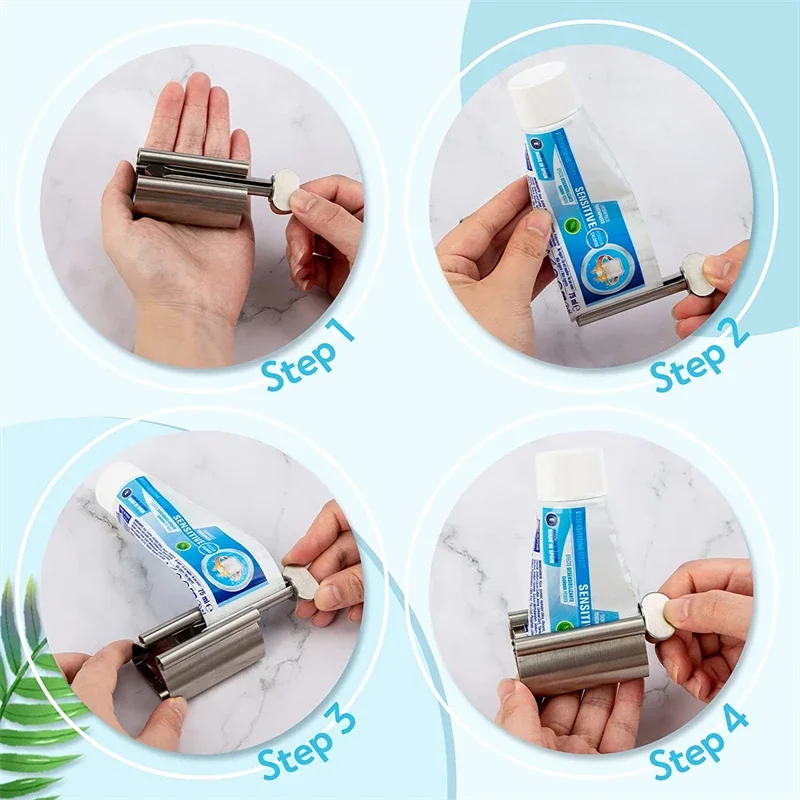 Stainless Steel Toothpaste Squeezer Tube Roller Wringer Roller Rotate Dispenser for Ointments Cosmetics Bathroom Accessories