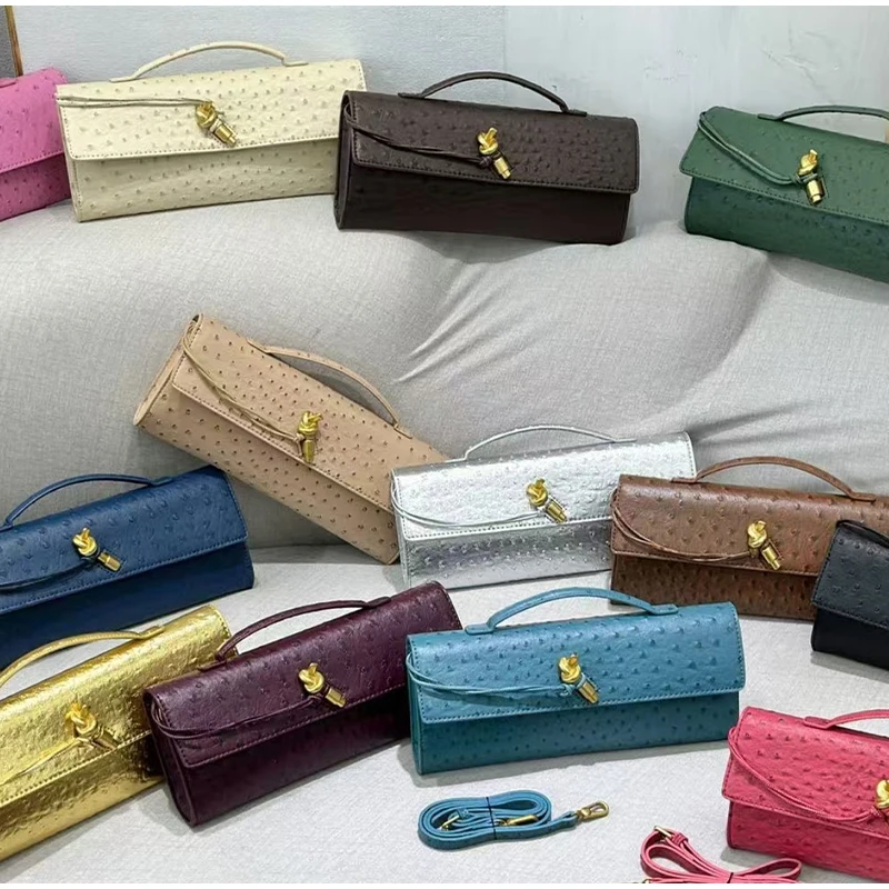 

Luxury Quality Leather Evening Clutch High-end Multicolor Shoulder Bag Fashion Hand-held Gold Hardware Crossbody Underarm Bag