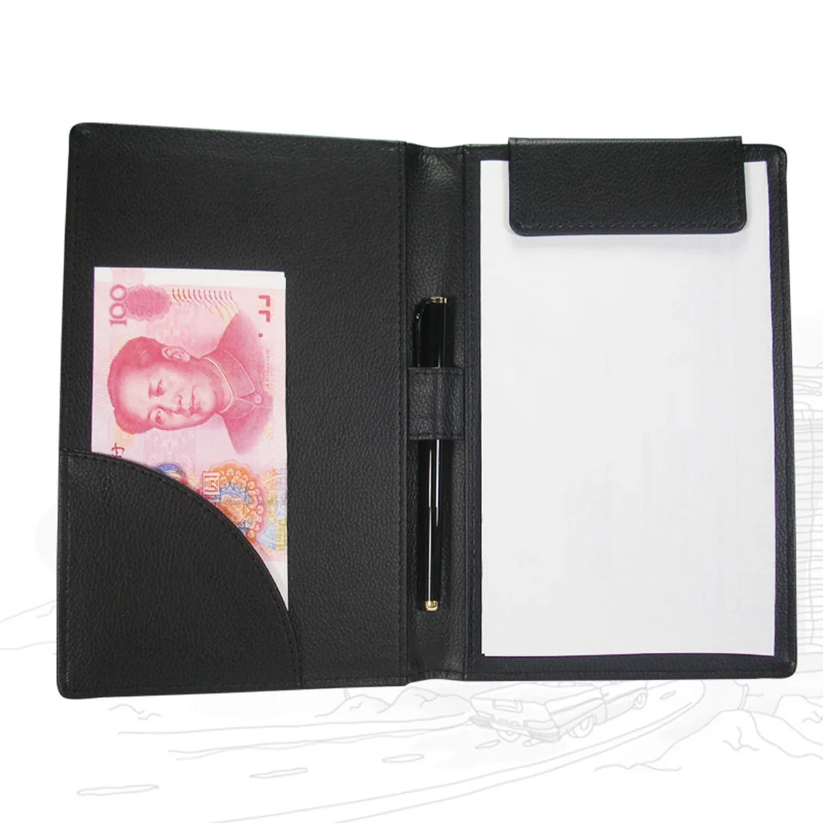 

2 Colors Pu Check Holder Stylish Menu Folder Pen Clip Smooth Texture For Restaurant Bar Ktv Server Organizer Bill Book