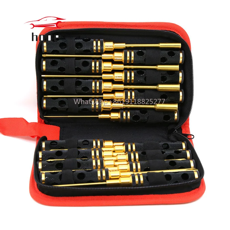 

MEOA Wltoys RC Car 16pcs Kit Set of slotted cross hexagon socket RC vehicle and ship model tool aluminum alloy screwdriver