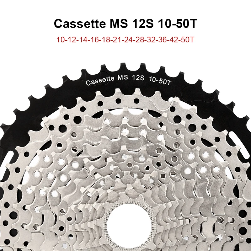 SUNSHINE 12 Speed MS Cassette 10-50T/52T MTB Micro Spline K7 12V Shimano M6100 118 Links Chain for M8100 M9000 M9100 Sprocket