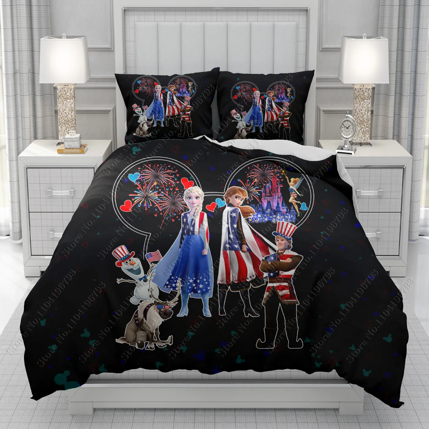 

Frozen princess Christmas Olaf Duvet Cover men women/Children KID Printing Disney cartoon Bedding Set Comforter Bed Soft