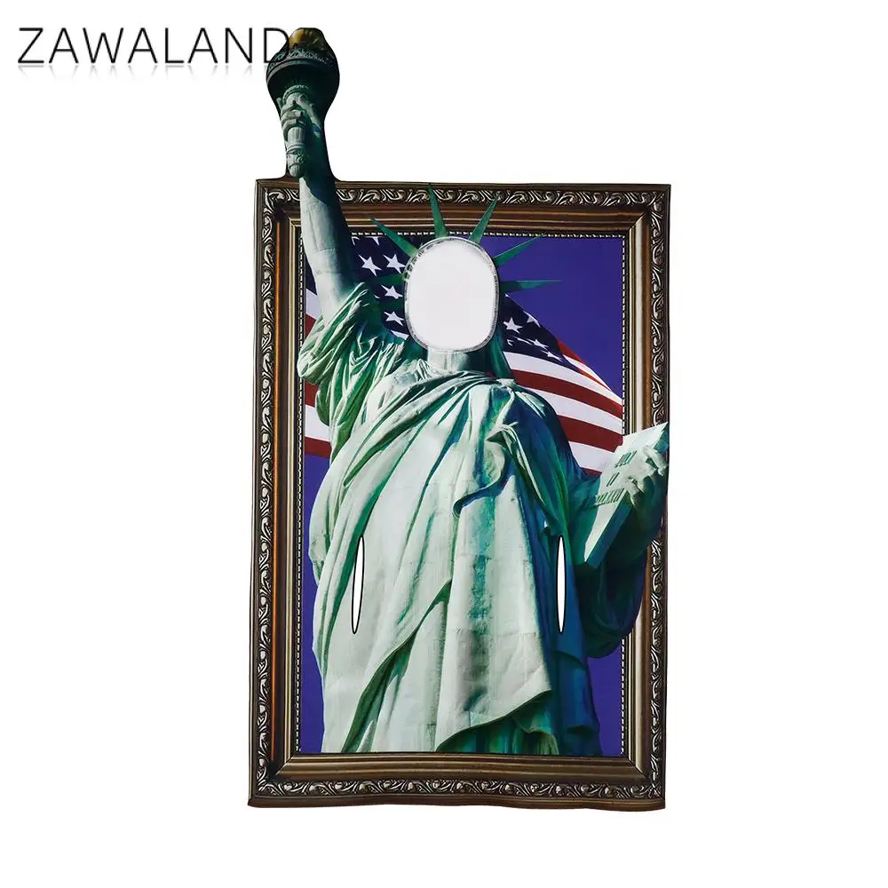 

Funny Statue of Liberty Photo Frame Costume 3D Print Clothes Sponge Suit Adults Halloween Party Independence Day Cosplay Outfit