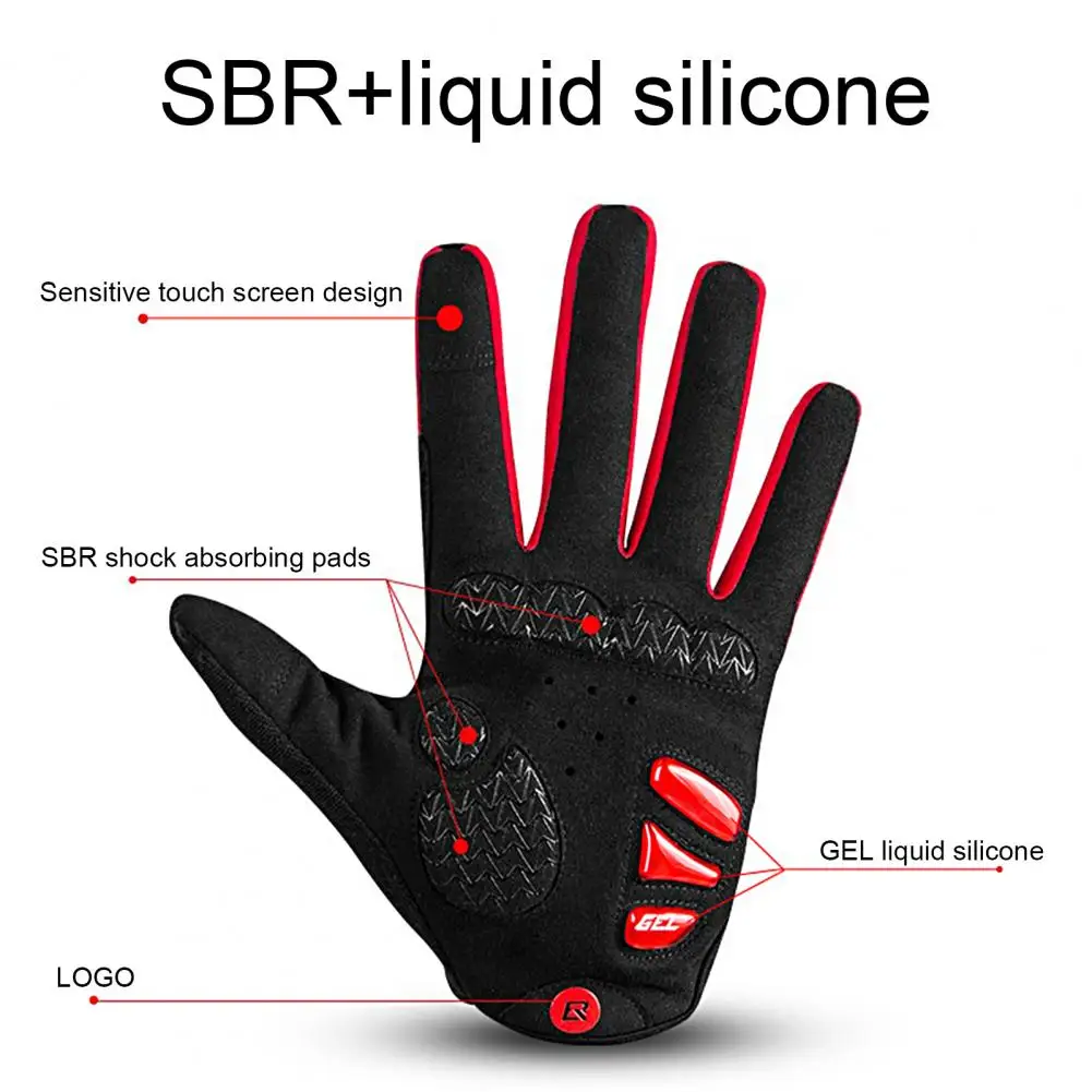 1 Pair Useful Silicone Shock Absorption Spring Autumn Winter Coldproof Motorcycle Bike Gloves for Outdoor Sports