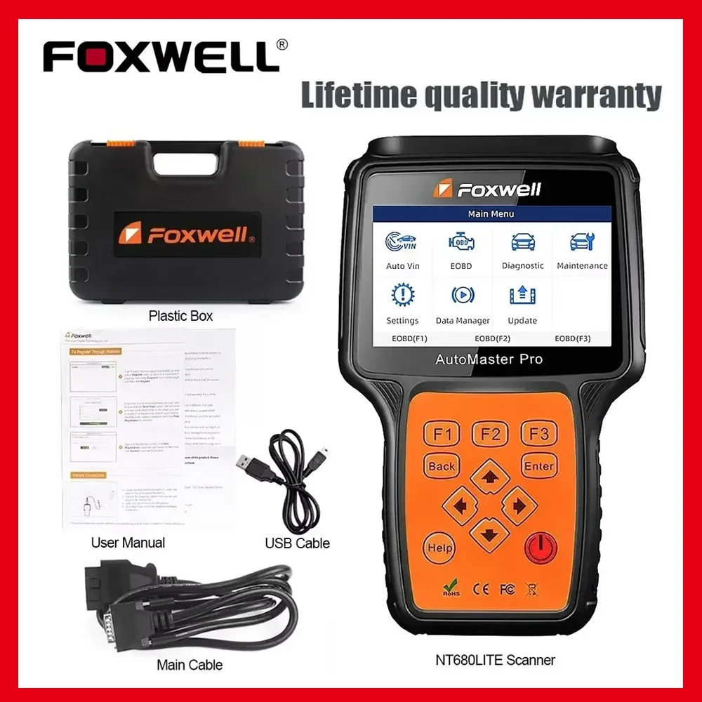 Foxwell NT680 Pro / NT 680 PlUS(WIFI) / NT680 Lite / NT680 All Auto System OBDII Diagnosis Support Reset+EPB Functions Update