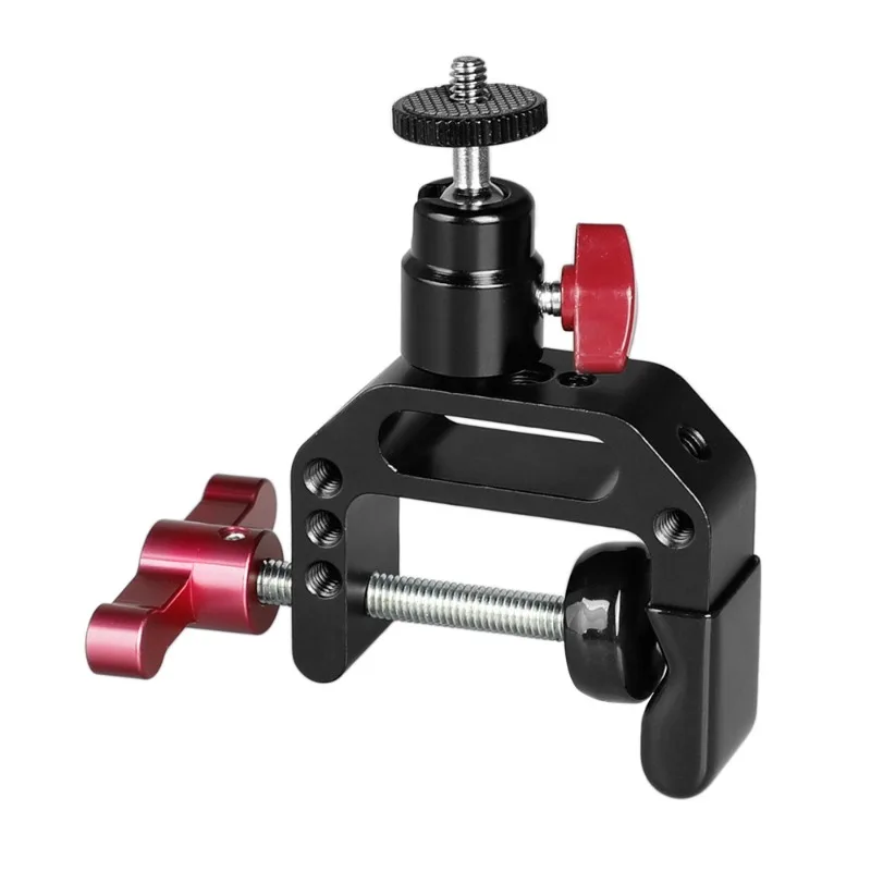 

C type entrained 1/4-20 ball head support frame (red locking knob) photography accessories